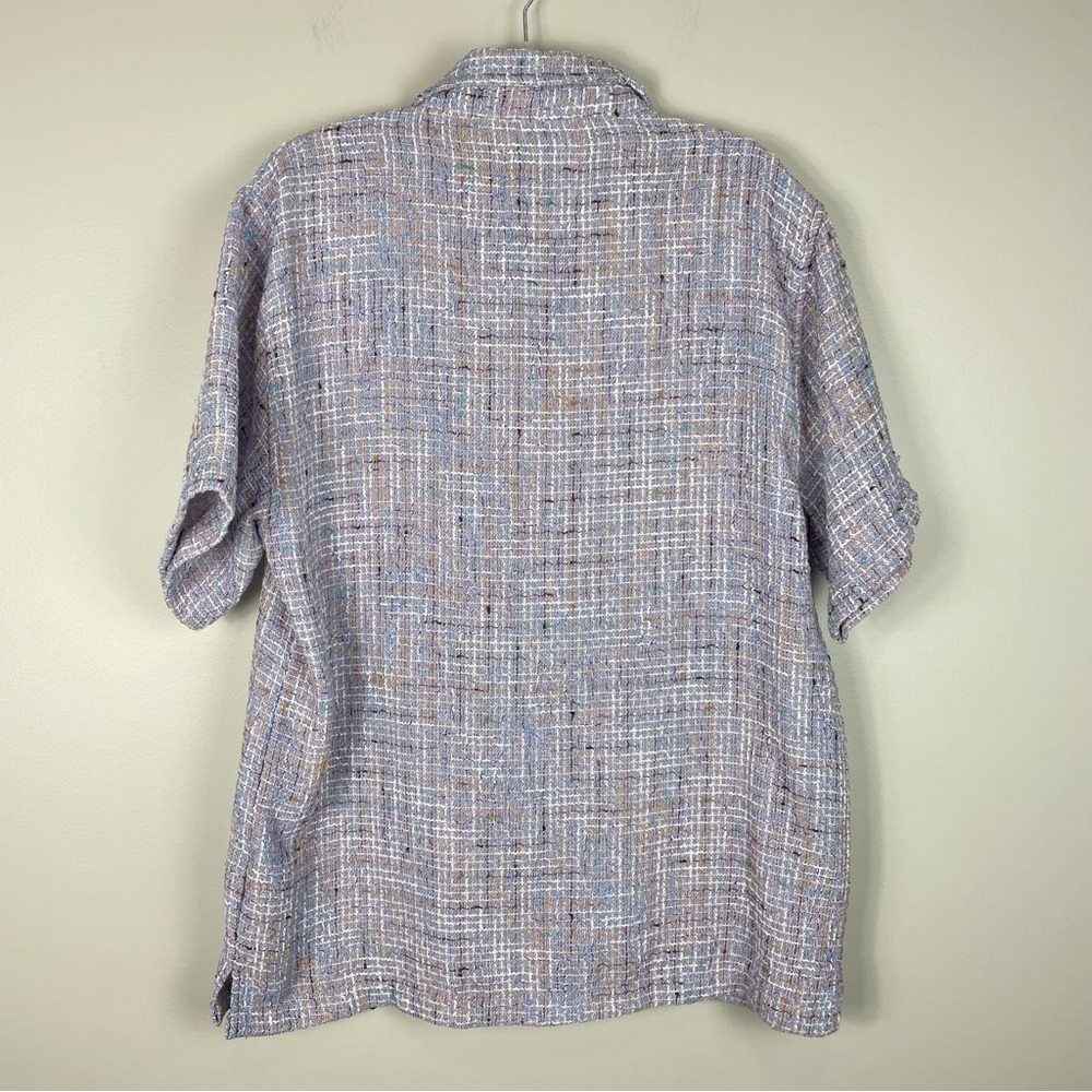 R3bel Button Down Mens Large Short Sleeve Urban Shirt Top Knit Casual Purple - Picture 2 of 8